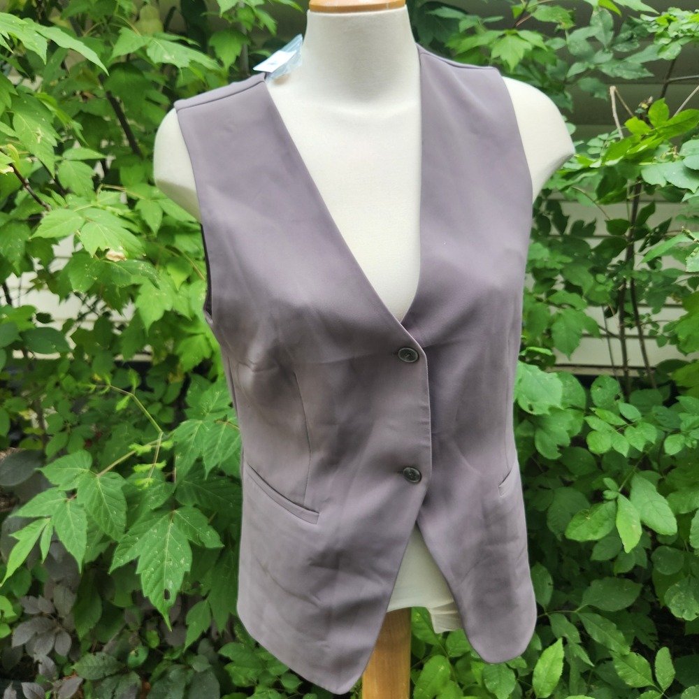 GAP NWT Vest Womens Medium Gray Sleeveless Career Business Casual Layering